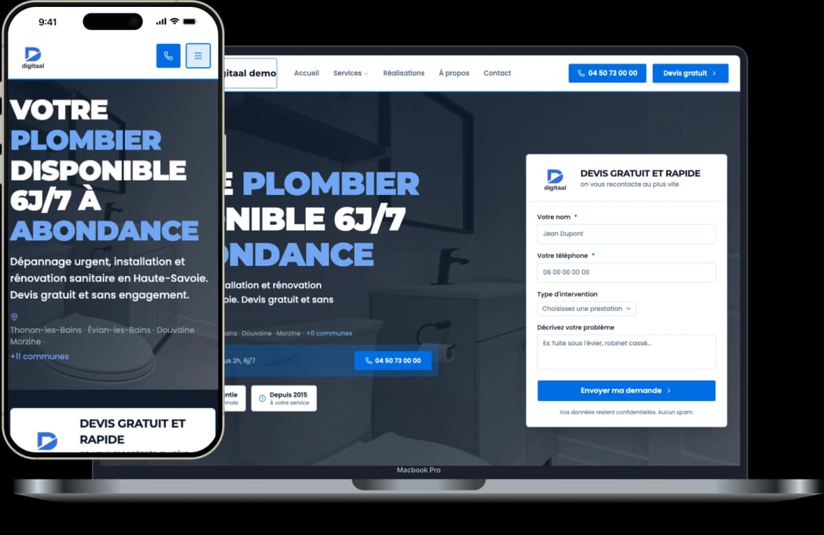Mockup du site web